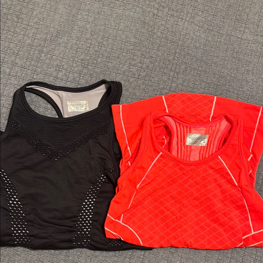 Athleta Black and Red Athletic Tank Tops